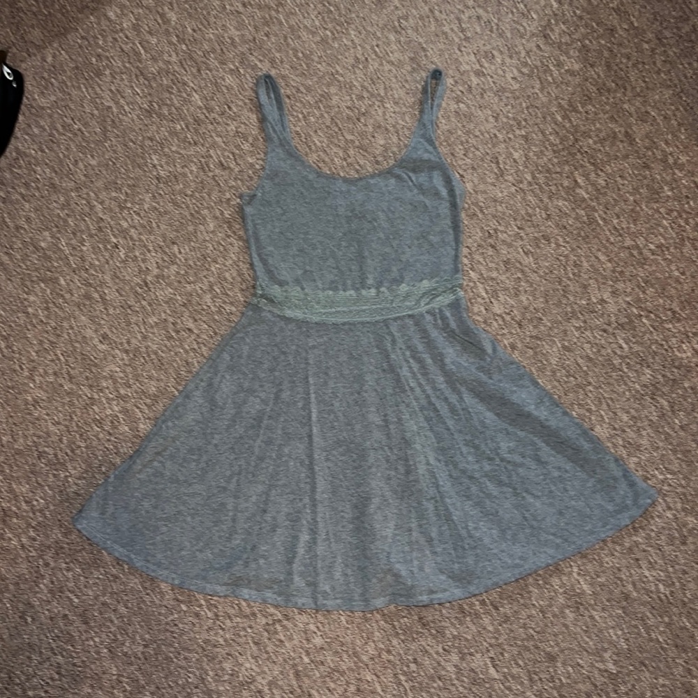 Gray Skater Dress with Lace